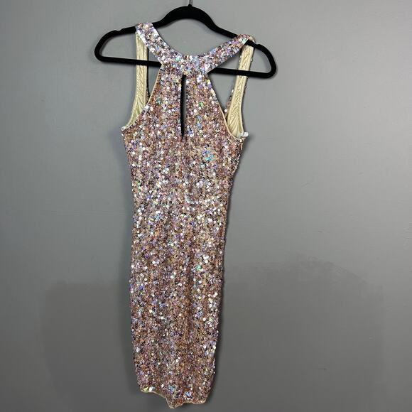 Mac Duggal dress size 0 all over sequin open back Eras Tour halter prom cocktail - Picture 12 of 14